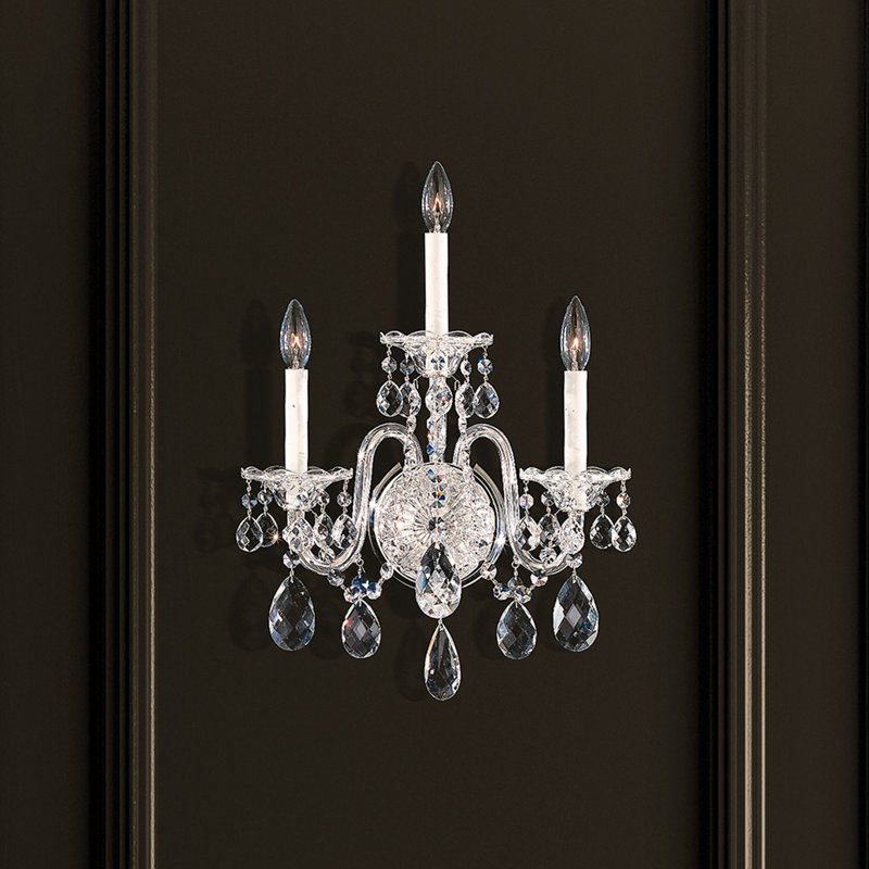 Sterling 3 - Light Candle Wall Light, Czech, Silver, 180 V