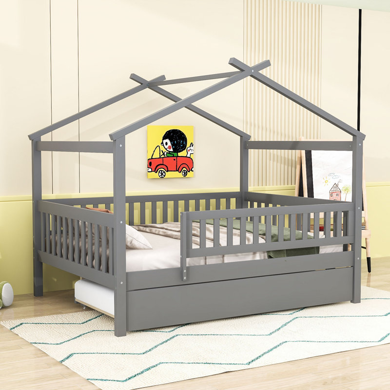 Pontoosuc Wood Daybed with Twin Size Trundle, Gray, Full