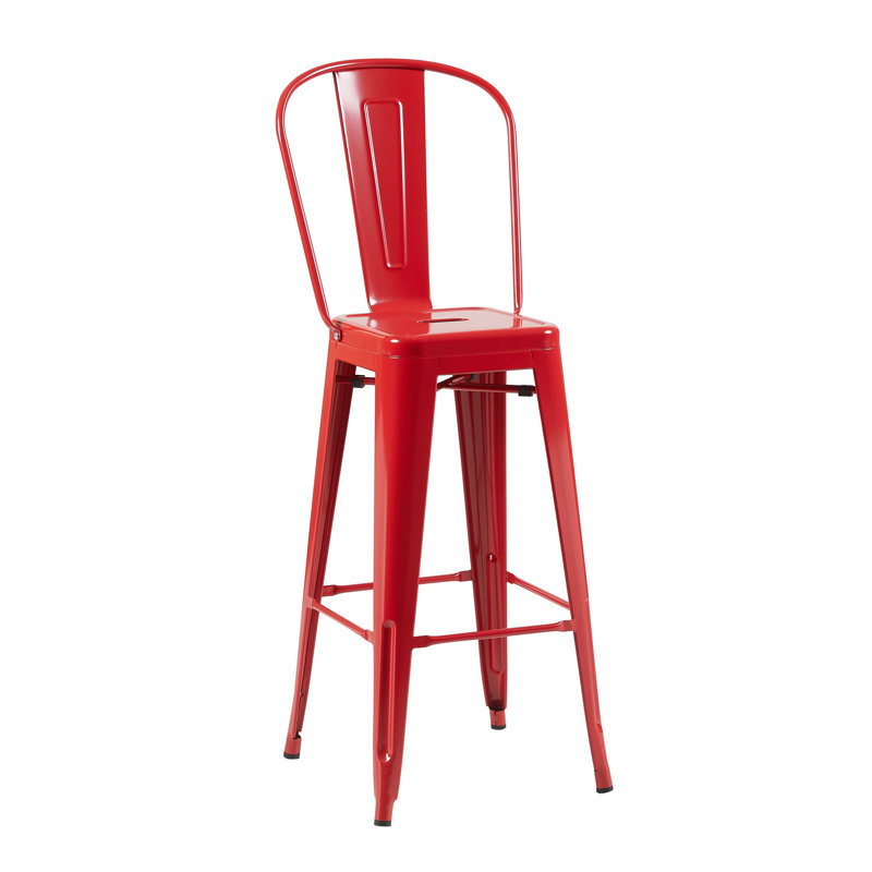 Counter Stool with Metal Frame, Red