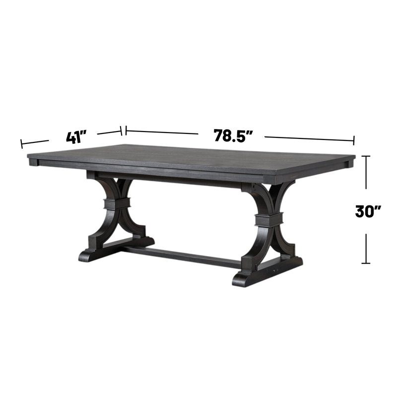 Table de salle à manger rectangulaire en bois avec base à tréteaux en noir