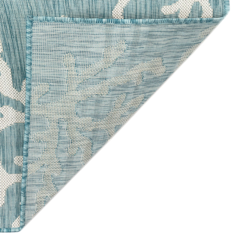 Tapis intérieur / extérieur bleu Gritton, Rectangle 7 pi 10 po x 9 pi 10 po