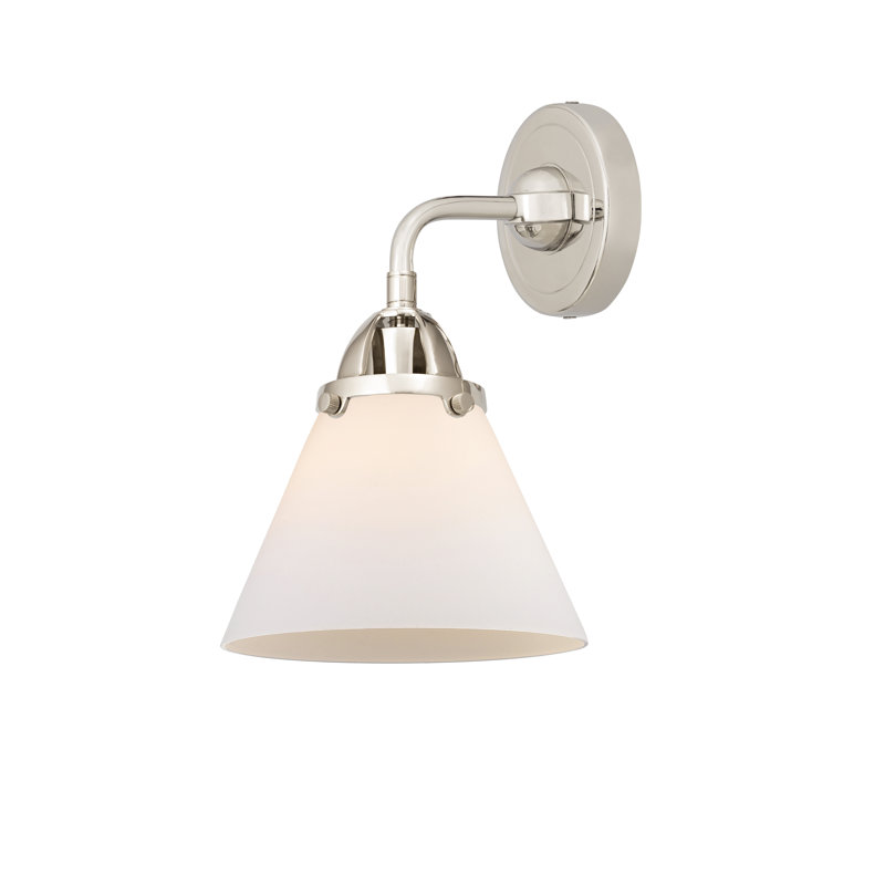 Shauna Armed Sconce, Matte White, Incandescent, Polished Nickel