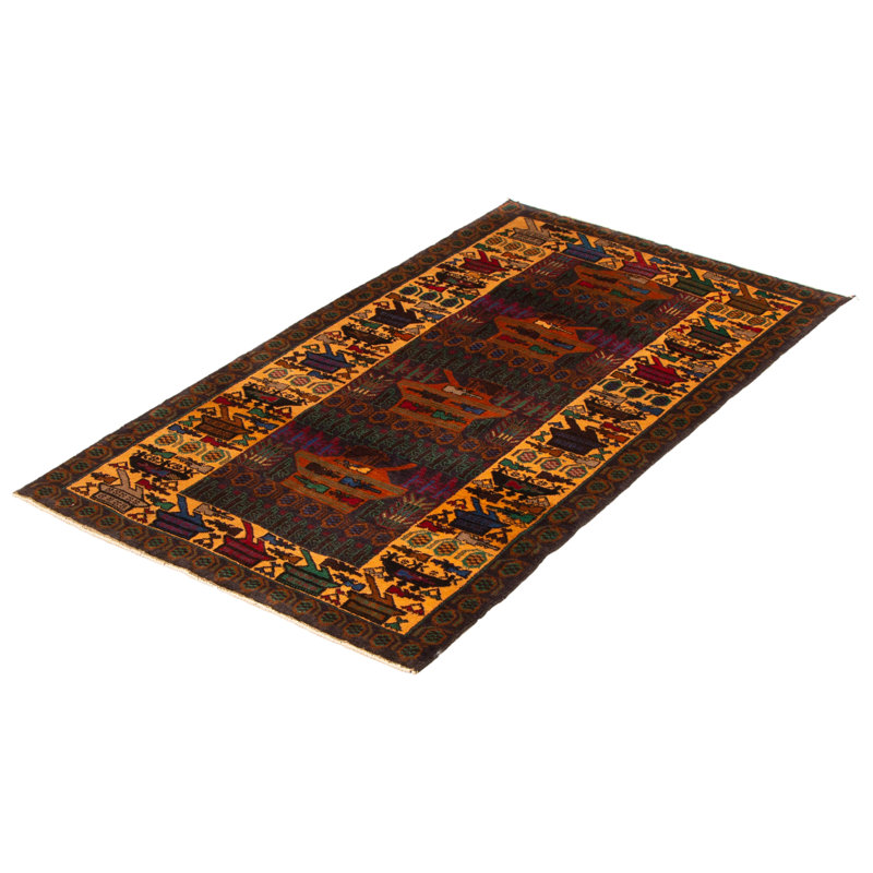 Tapis bleu marine foncé Rare War 3 pi 11 po x 6 pi 7 po