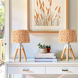 Ensemble de lampe de table en bois avec trépied Ditsy (Ensemble de 2)
