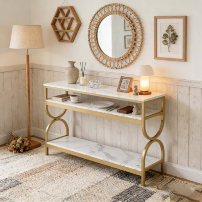 Table de canapé en faux marbre