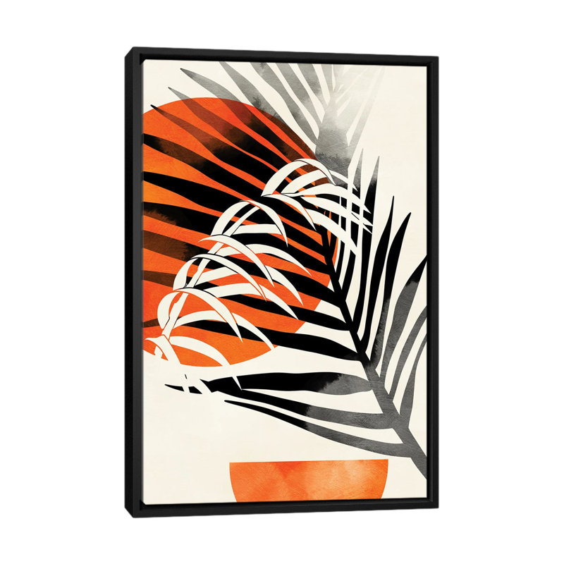 «Palm Leaves» par Ana Rut Bré - impression d'art graphique, Aucun mat, H 40 po x l 26 po x P 1,5 po, Toile avec cadre noir