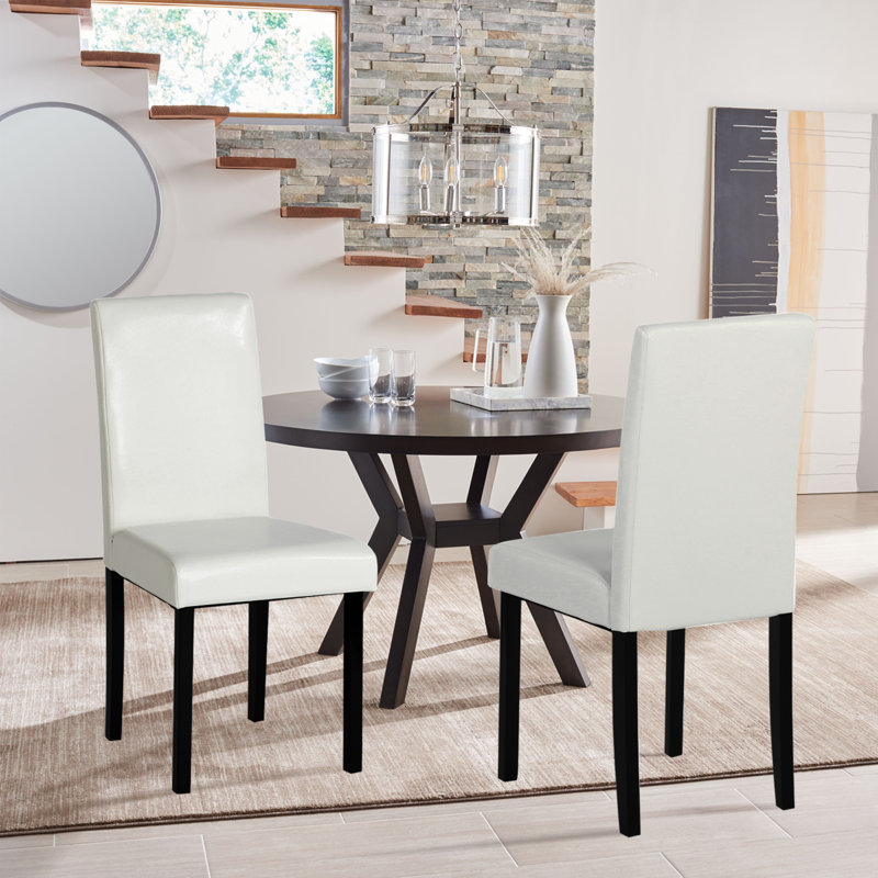 Badiu 47cm H Upholstered Parsons Chair, White