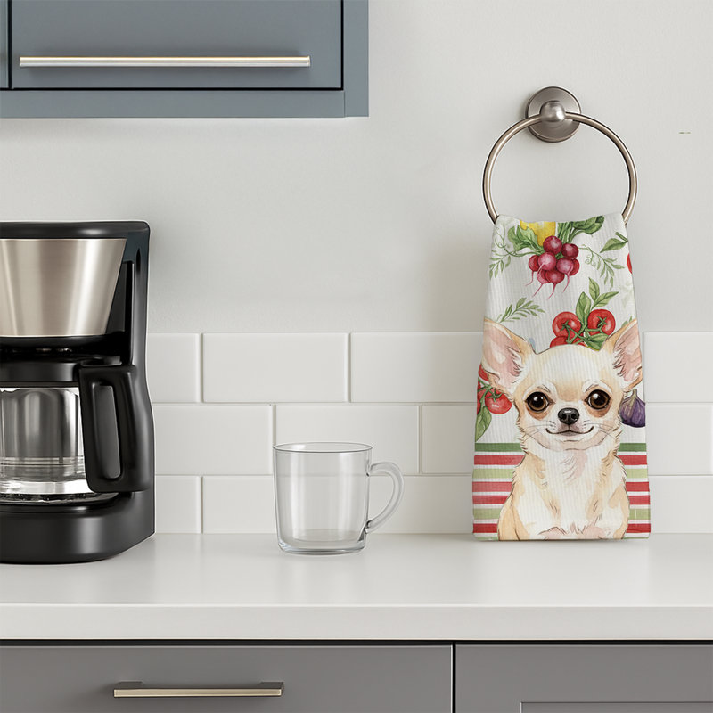 Cream Chihuahua Vegetables Kitchen Towel, Cream Chihuahua
