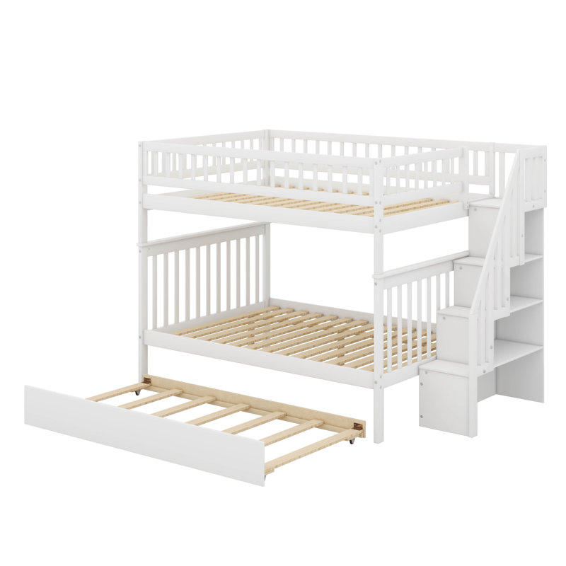 Lit superposé pratique avec lit gigogne sous le lit, Blanc