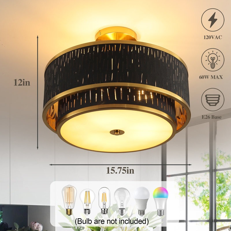 Plafonnier moderne 15 po, Black;Gold