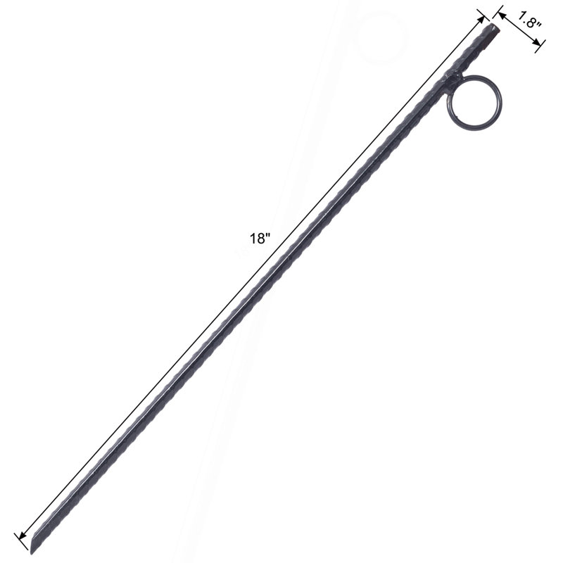 Piquet d'armature avec boucle 6Pcs Grip Rebar 3 / 8X 18 pouces en acier robuste et durable avec piquets de tente avec extrémités en angle et boucles de 1 pouce pour les terrains de camping
