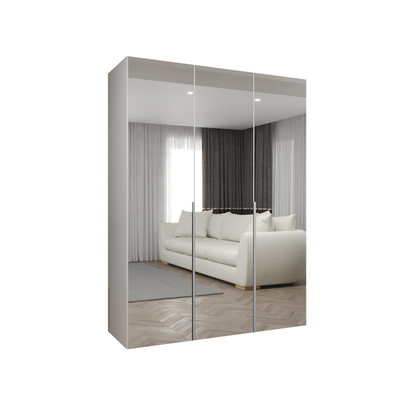 Manufactured Wood Wardrobe, white matt + handles: cashmere