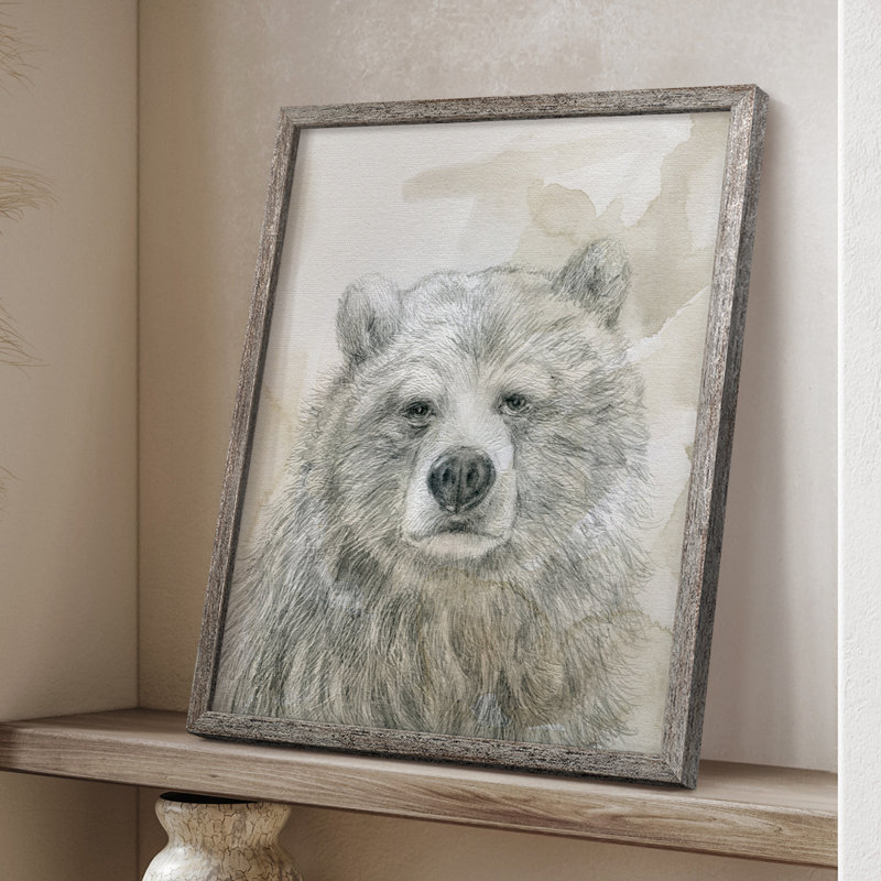 Woodland Sketch Bear Framed Print - Solid Wood, 30" H x 24" W