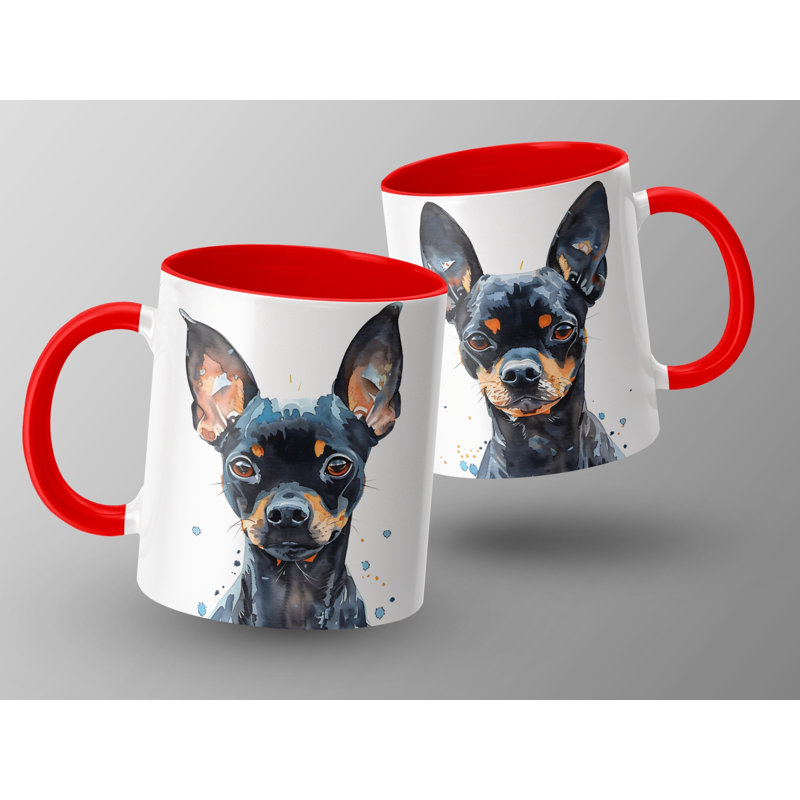 Miniature Pinscher Design 11oz Coffee Mug, Red, 2