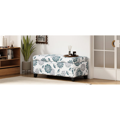 Tissu floral de luxe pratique avec charnières douces, repose-pieds et siège pouvant contenir des couvertures, profondeur de 37,28 po, rangement pour poids de 21,03 lb, compartiment caché pour les coussins supplémentaires, chambre idéale, sert de