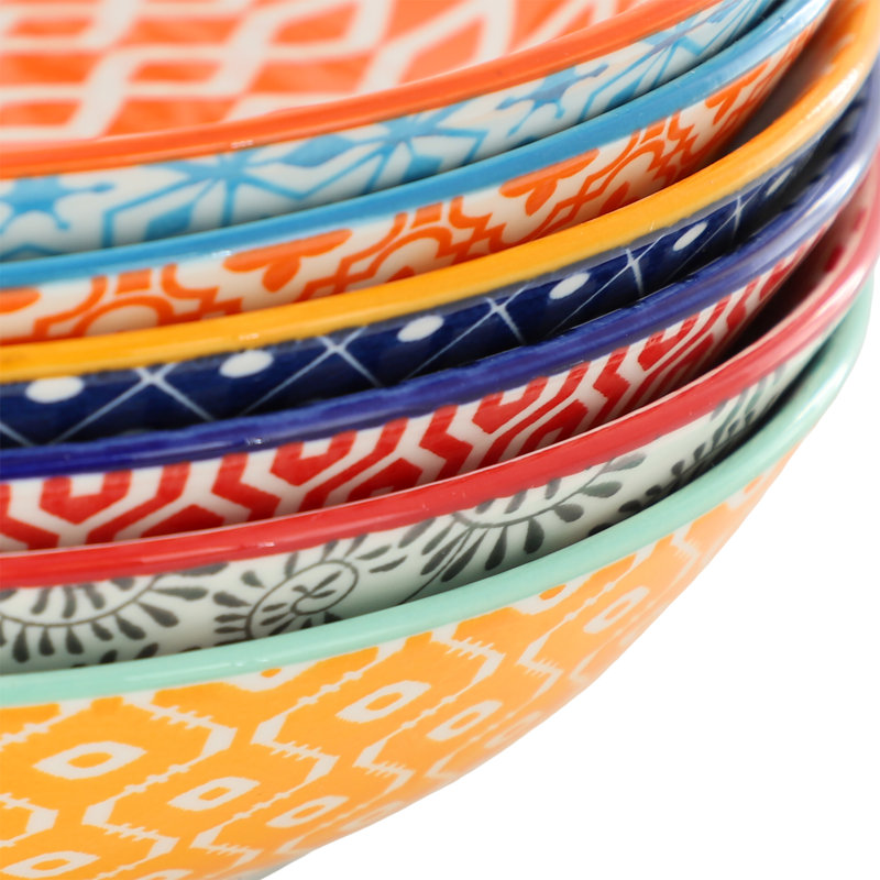  Ensemble de bols en grès assortis 6 pièces Reflections, Blanc / bleu / vert / orange