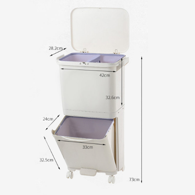 Rosemarie Plastic Manual Lift Kitchen Trash Can - 38L