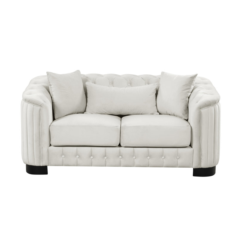 Jaselyn 64'' Velvet Loveseat, White