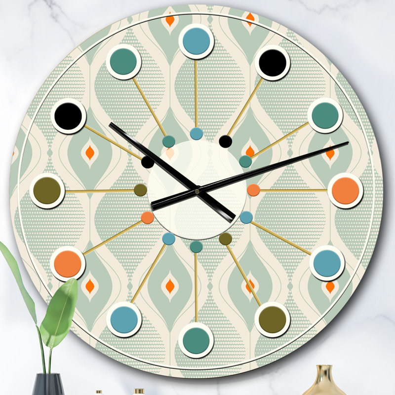 Horloge murale rétro Mid-Century, Surdimensionné