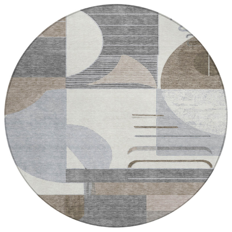 Daeira Brown Washable Indoor-Outdoor Rug - LOOMLAN, 8' x 8'