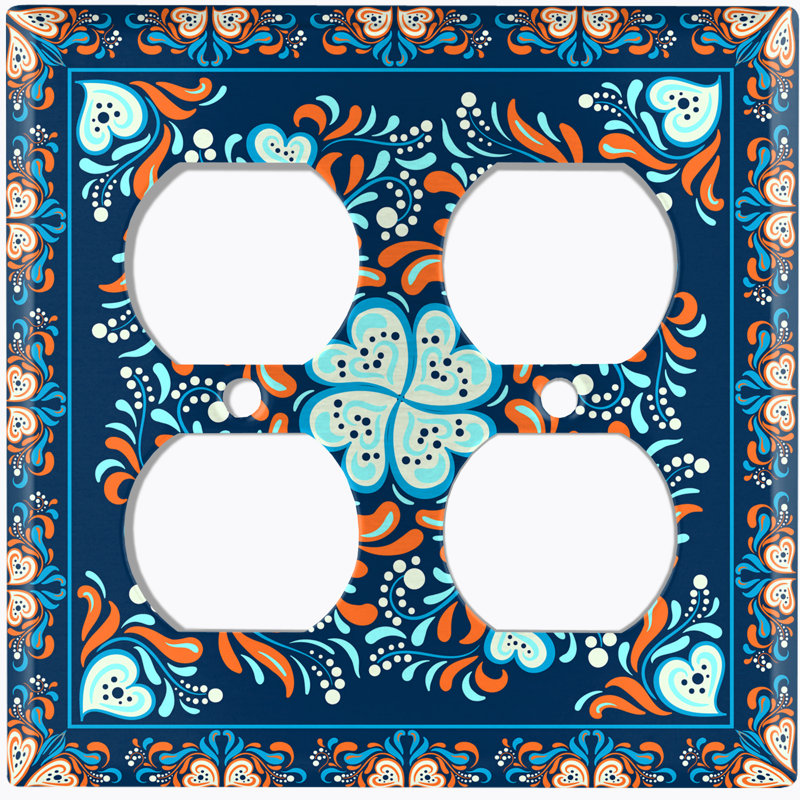 Plaque murale 2 prises Contemporary Heart, Bleu / bleu sarcelle