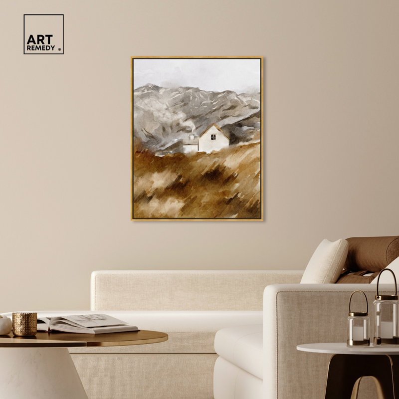 Gold Floater Frame Landscape Canvas Print with White House, 25" x 21"
