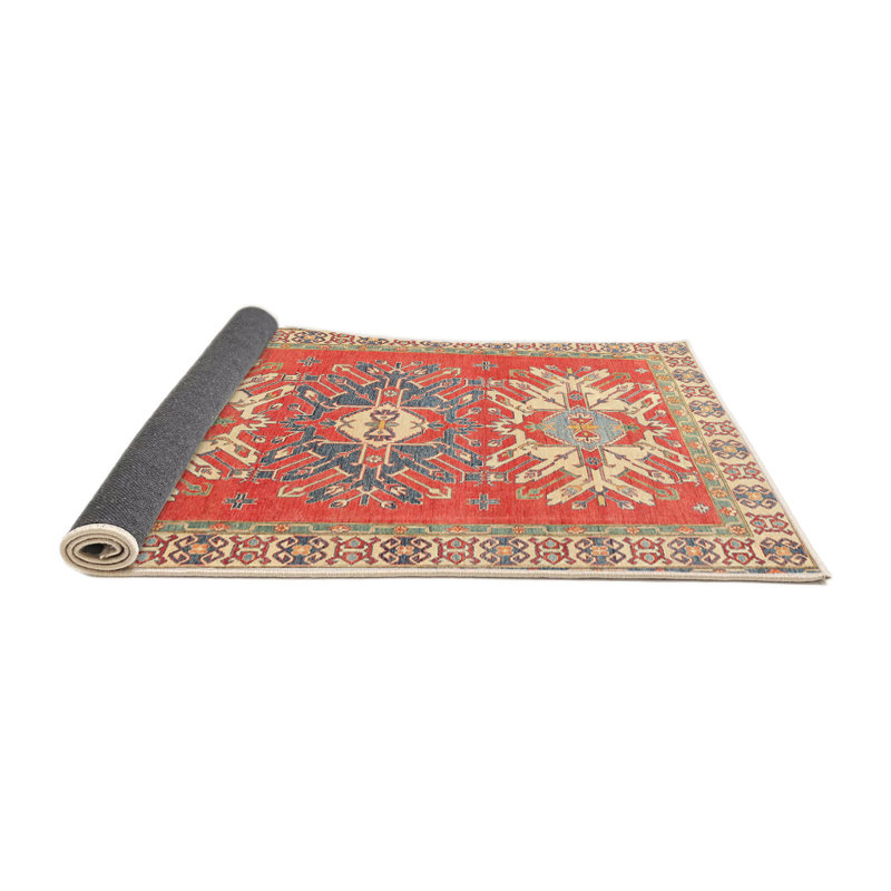 Tapis traditionnel rouge / bleu / beige, Rectangle 5 pi x 7 pi
