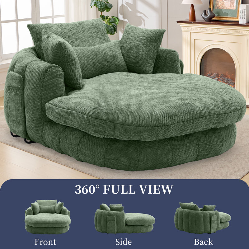 Cloudlike Chenille Chaise – Compression-Molded Foam Lounge, Green