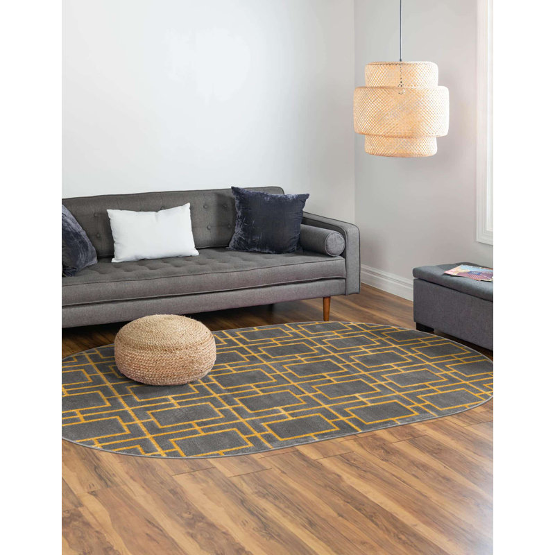 Geometric Area Rug, Oval 160 cm x 243.8 cm