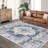 Machine Washable Rug Vintage Distressed Flower Rug Non Slip Low Pile Thin Floor Carpet, Soft Non Shedding Stain Resistant Rug for Kichen Bedroom Living Room-987971378