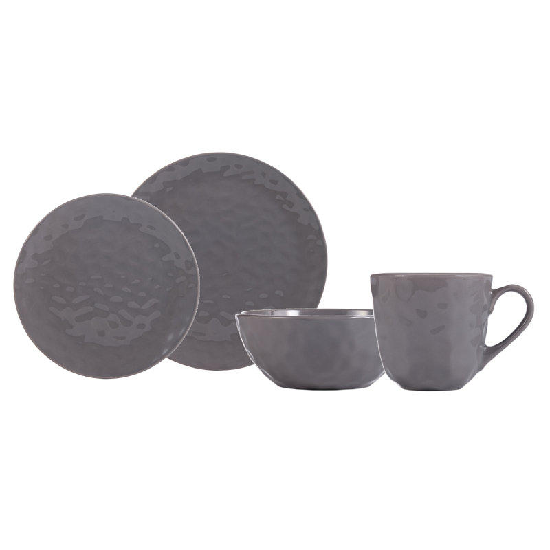 Stoneware Dinnerware Set 12 Piece - Service for 4, Gray