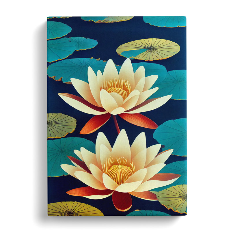 CAN-V0523-2614X Two Water Lily Flowers - Wrapped Canvas Print, 50cm H x 35cm W x 3cm D