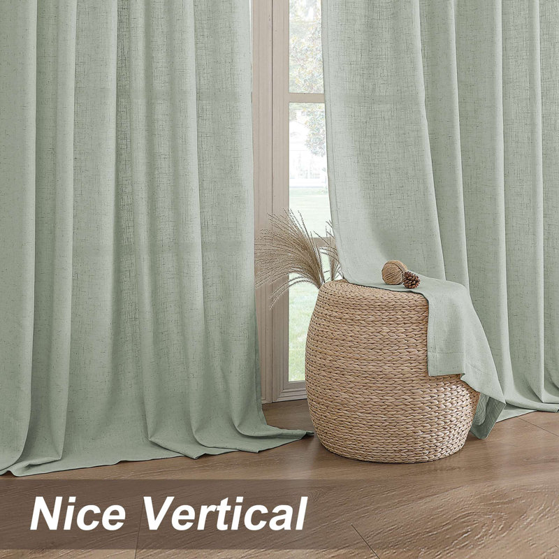 Linen Curtains for Living Room Neutral Modern Farmhouse Window Privacy Linen Fabric Drapes for Farmhouse Window Treatment Panels with Valance,2 Panels