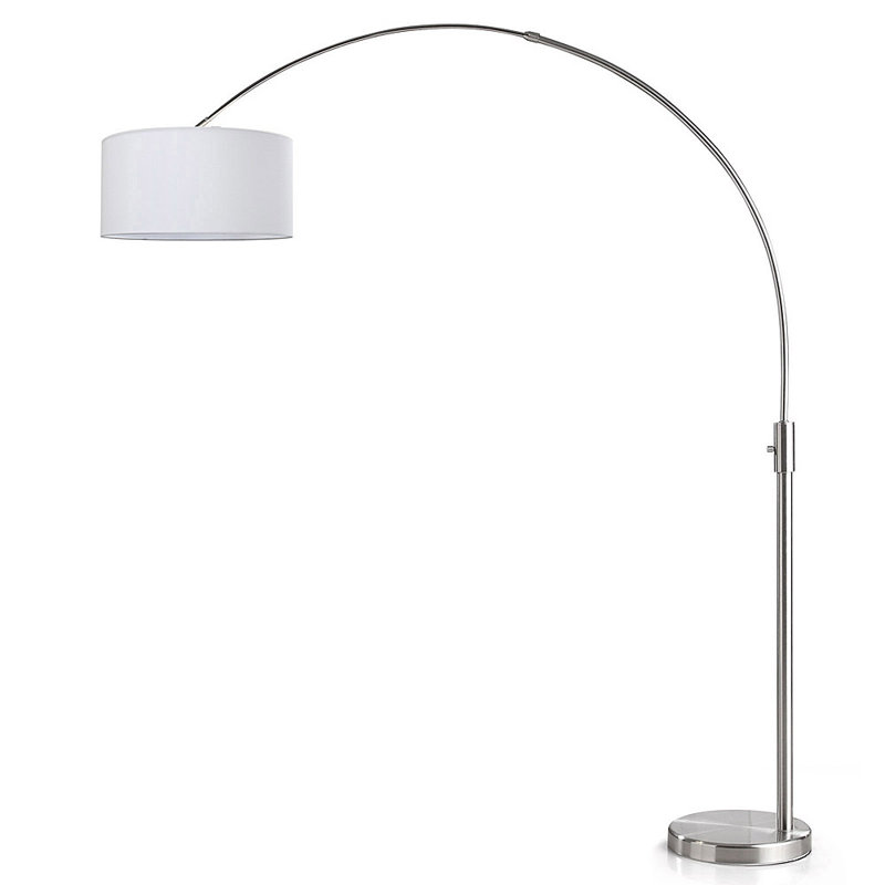 Lampe sur pied arquée 82 po Garris, Blanc, Nickel brossé