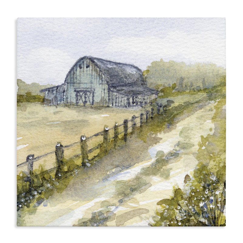 Toile Blue Barn Lane, conception de Patti Bishop, H 30 po x l 30 po