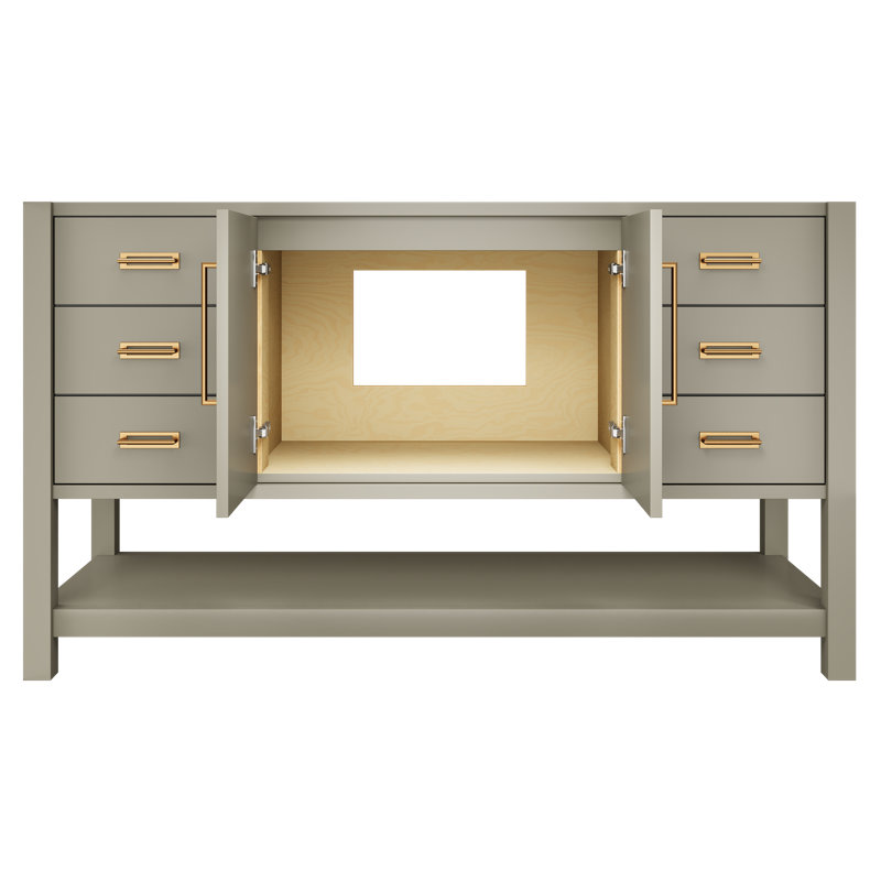 Kiawah Single Extra Wide Bath Vanity, French Olive, Satin Gold, 60"