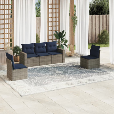 Ensemble de canapé de patio 5 pièces avec coussins pour l'extérieur