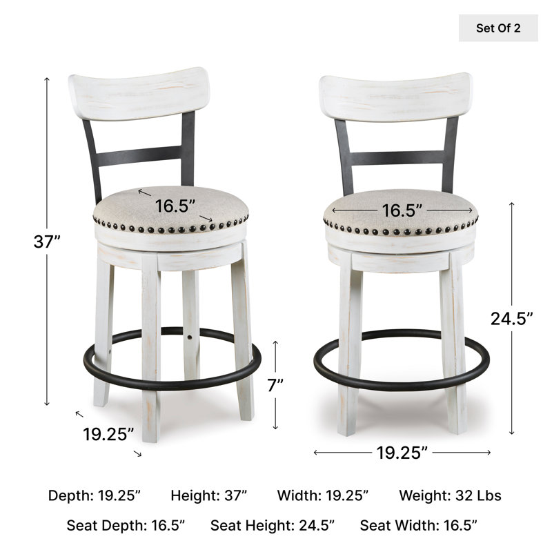 Upholstered Counter Stool, White, Counter Stool (24" Seat Height)