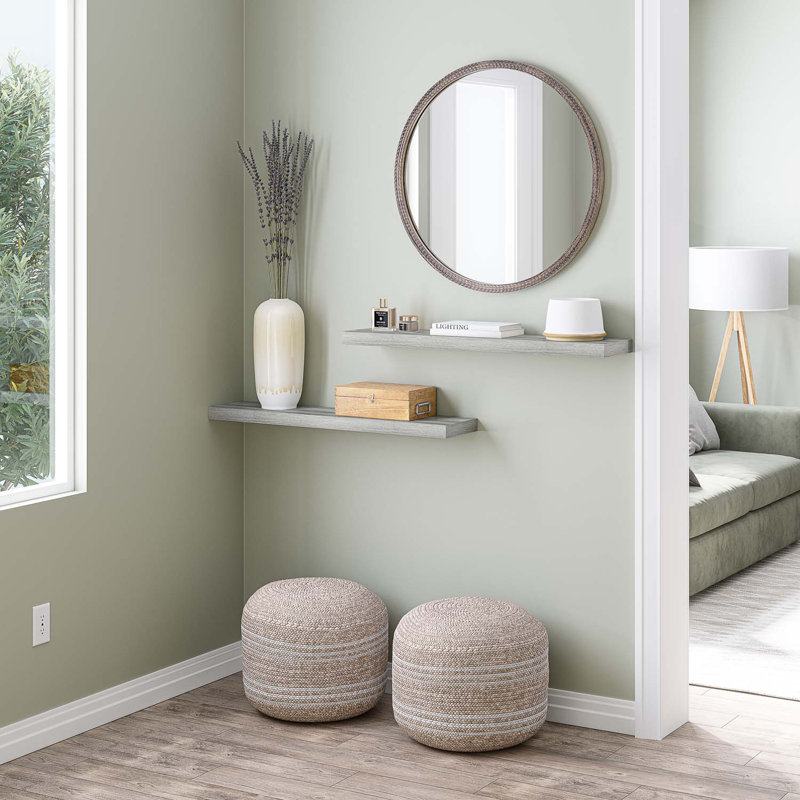 Gray Oak 36" Floating Wall Shelves with Invisible Brackets, Set of 2