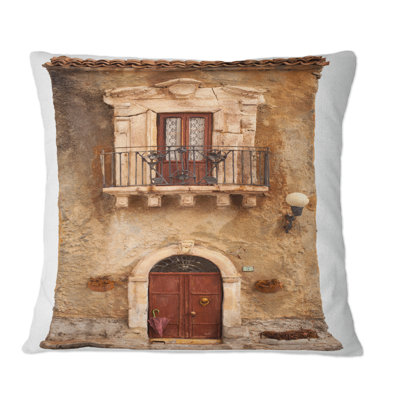 Detail Of Brown Miniature House - Children''s Art Printed Throw Pillow