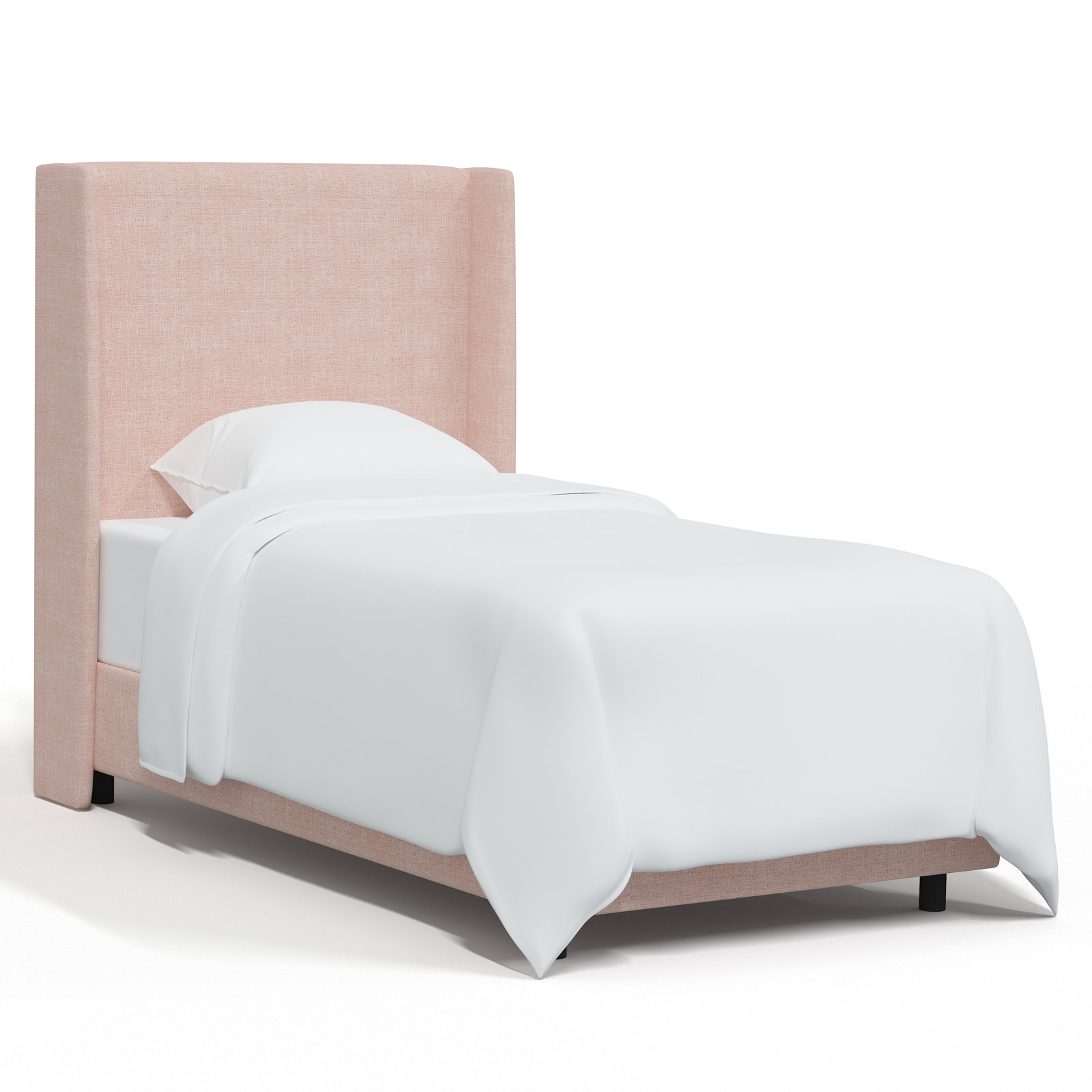 Tilly Upholstered Wingback Bed, Twin, Zuma Rosequartz Textured Linen