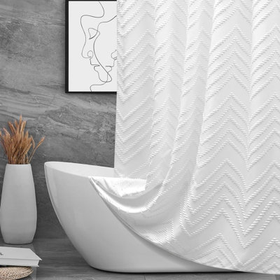 Extra Long Tufted Chevron Striped Shower Curtains