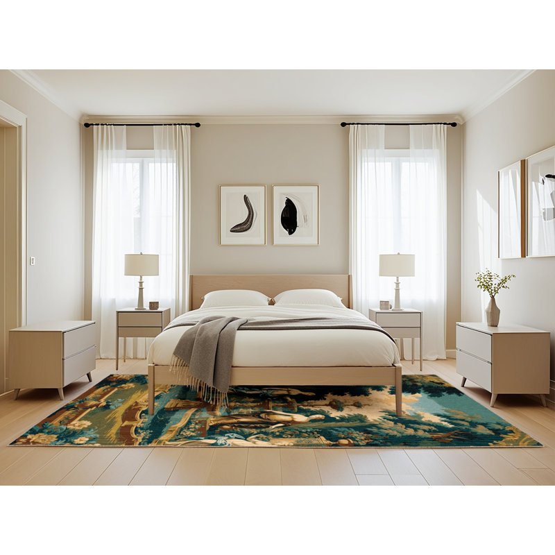 Tapis brun français lavable à la machine, Rectangle de 5 pi x 8 pi