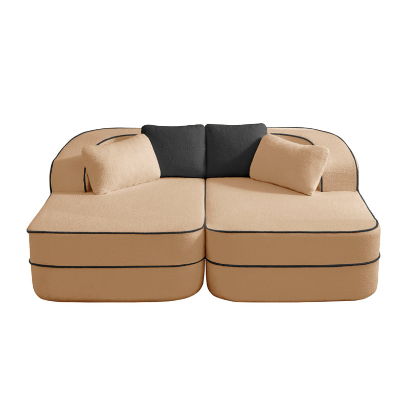 Canapé de 77,2 po en tissu pelucheux sans assemblage de 32,2 po d'épaisseur, sans peluche, canapé moelleux et confortable, canapé-lit