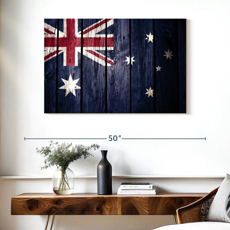 Drapeau australien Borges style bois, H 26 po x l 39 po