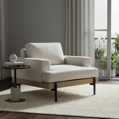  Fauteuil en tissu crème et noir