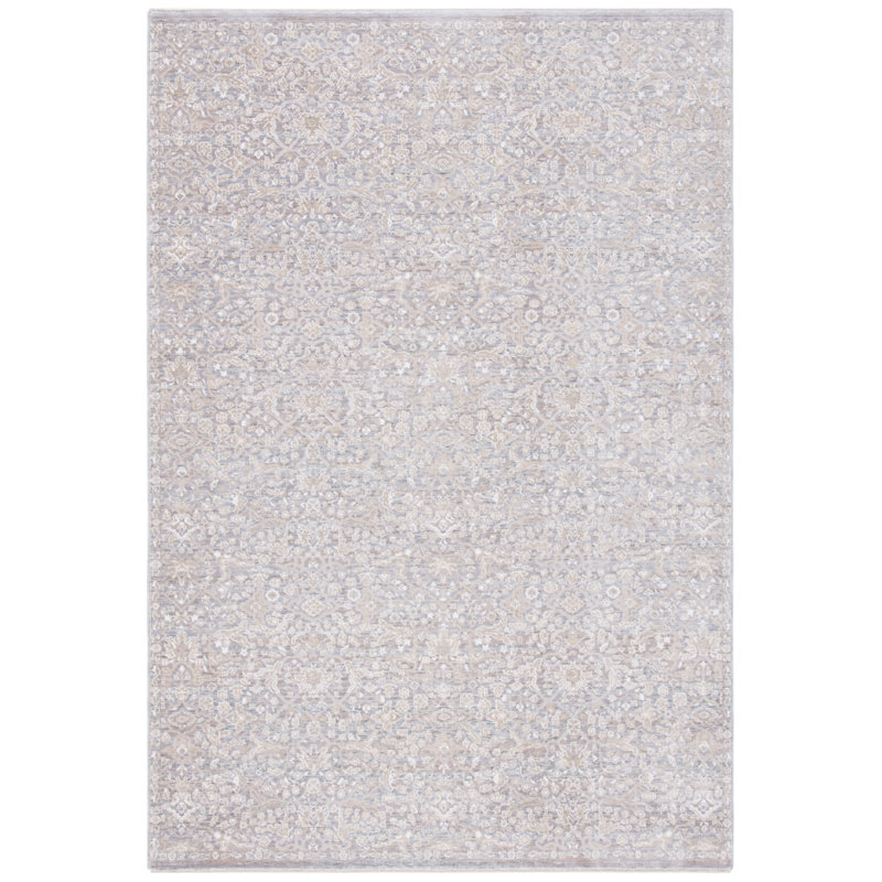 Tapis beige à motif floral Bardella, Rectangle 8 pi x 10 pi