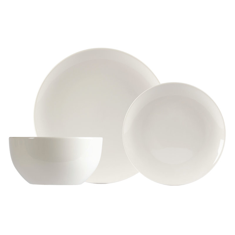 Islington 12 Piece Dinnerware Porcelain White Set Dishwasher Microwave Safe Up To 4 Places Family & Guest
