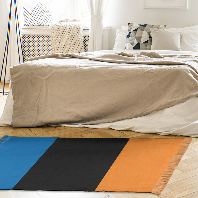 Tapis bleu/noir/orange