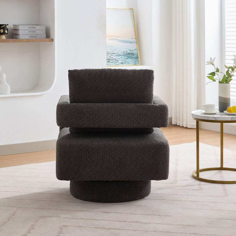Fauteuil d'appoint pivotant à dossier creux et accoudoirs l 29,12 po, Polyester gris anthracite